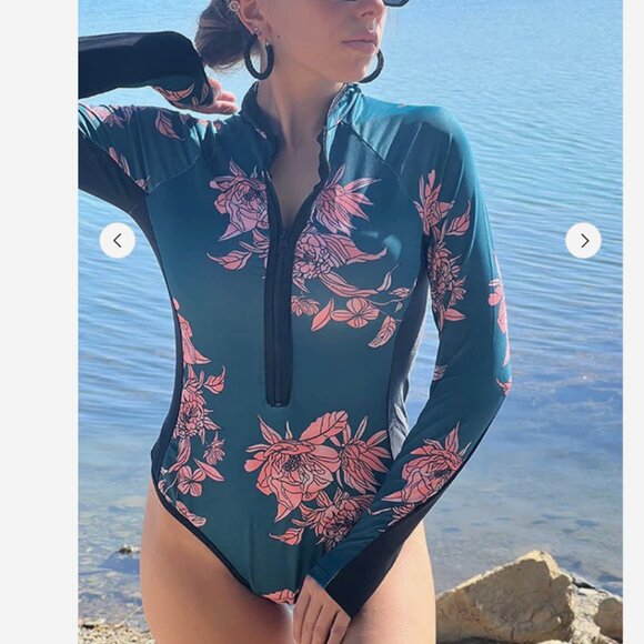 Long sleeve swimming suite Half Zip UPF50+, Size XL - Picture 4 of 10